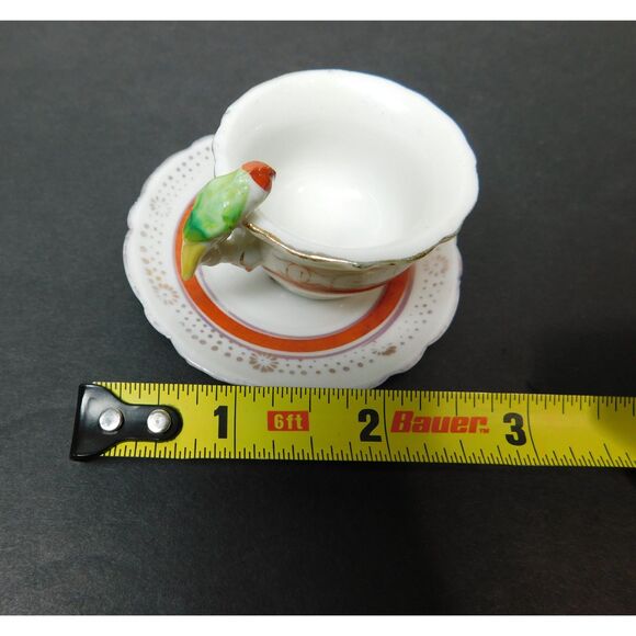 Vintage Miniature Parrot Handle Cup Saucer Japan Made Porcelain Mini - Picture 4 of 8